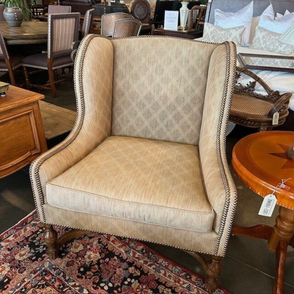 Custom Wingback Antique Frame Chair - Pair - AS IS