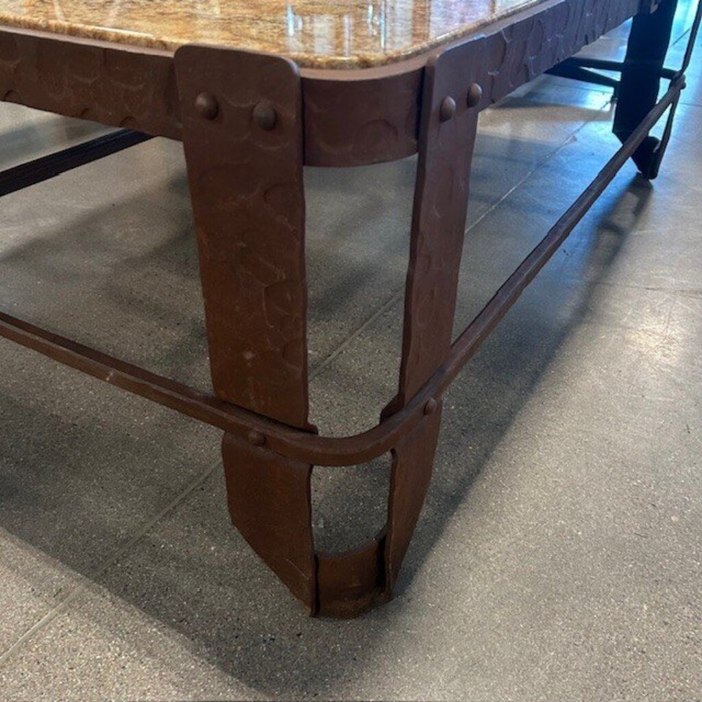 Christopher Thompson Iron &Travertine Coffee Table- 52X52X18H