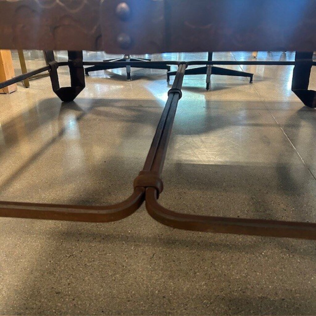 Christopher Thompson Iron &Travertine Coffee Table- 52X52X18H