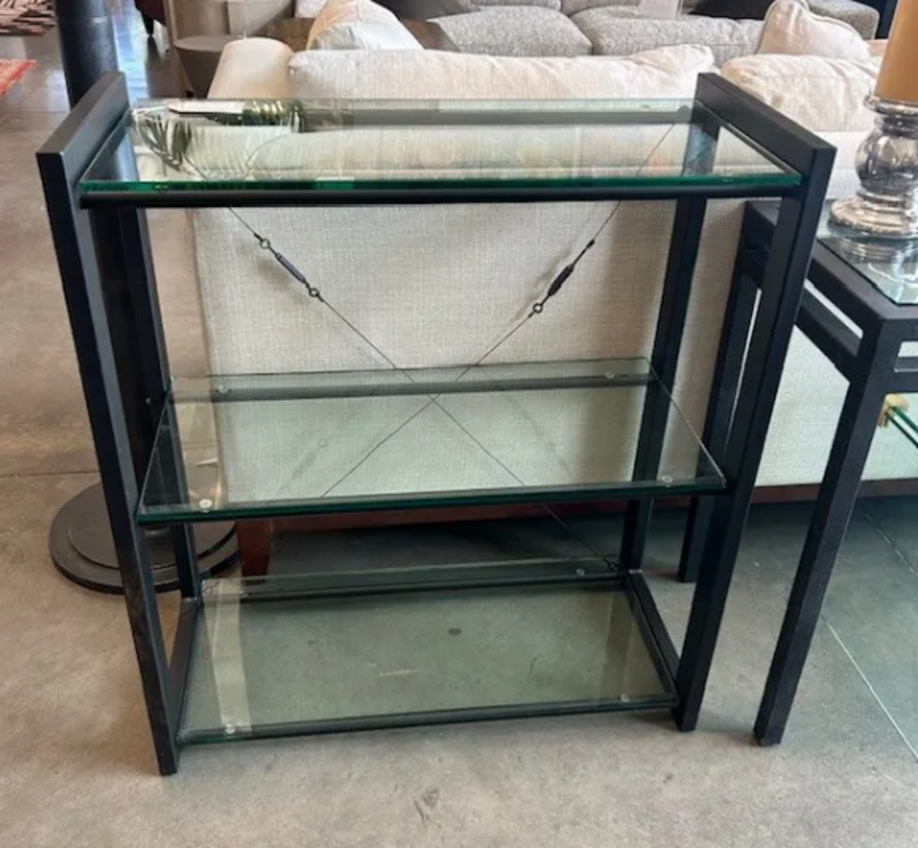 Black Steel & Glass Bookcase- 30.5X14X34H