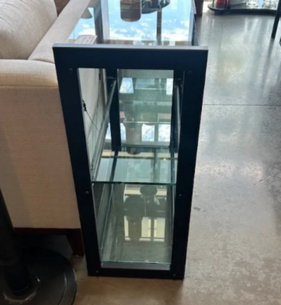 Black Steel & Glass Bookcase- 30.5X14X34H