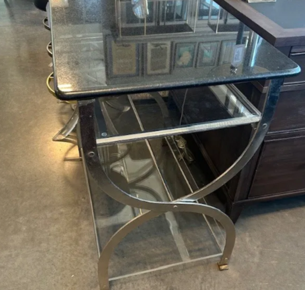 Black Marble Table W/ Lucite Shelf - 32X20X31H