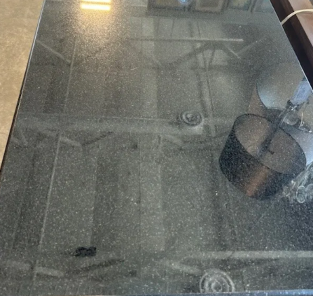 Black Marble Table W/ Lucite Shelf - 32X20X31H