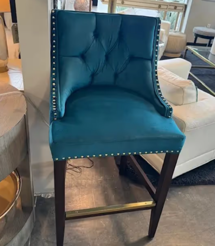 Pavar Claudia Parson Tufted Blue Barstool