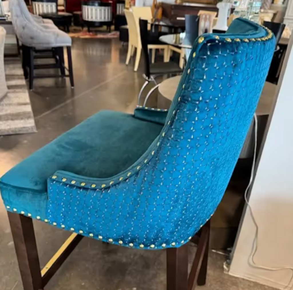 Pavar Claudia Parson Tufted Blue Barstool
