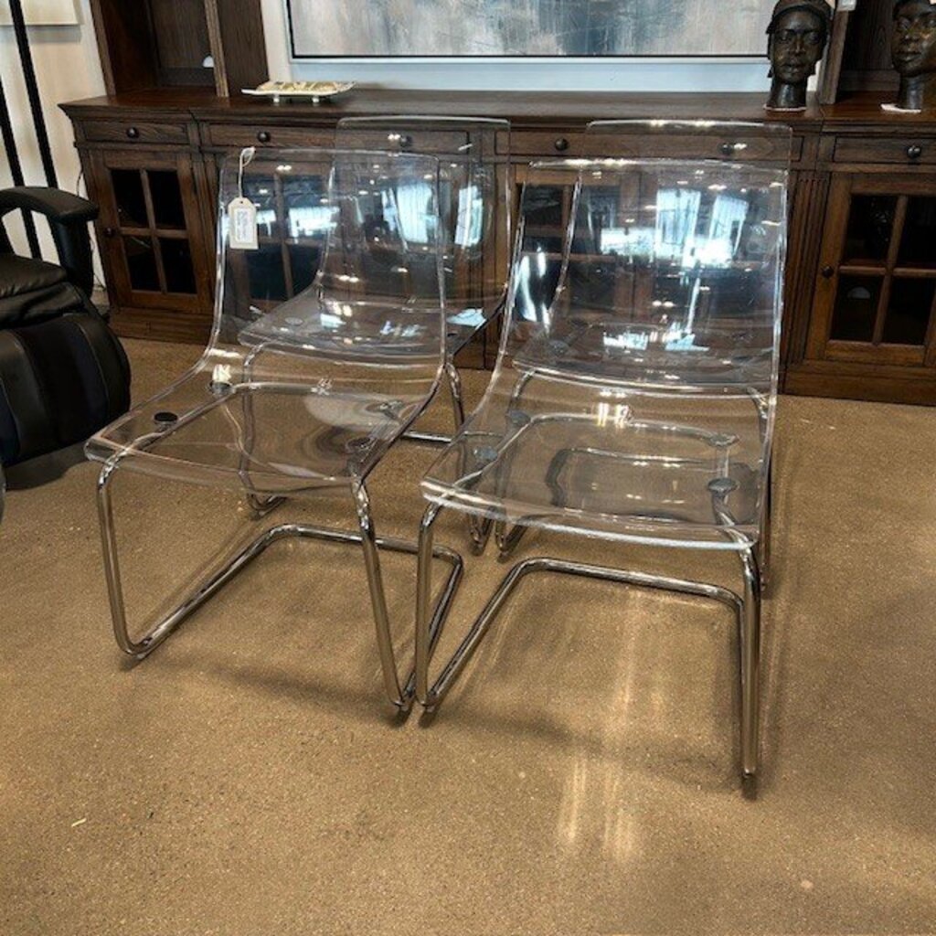 Ikea Tobias Clear & Chrome Dining Chairs - Set Of 4