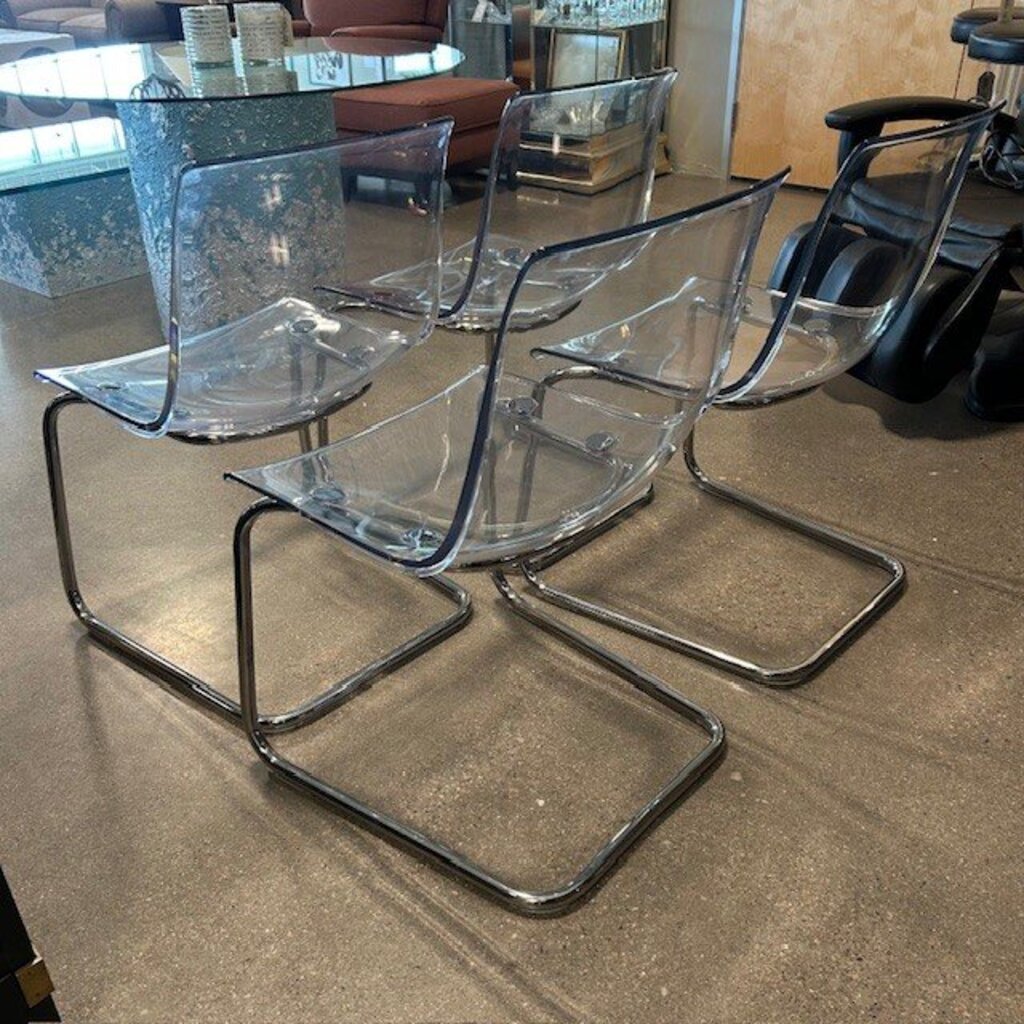 Ikea Tobias Clear & Chrome Dining Chairs - Set Of 4