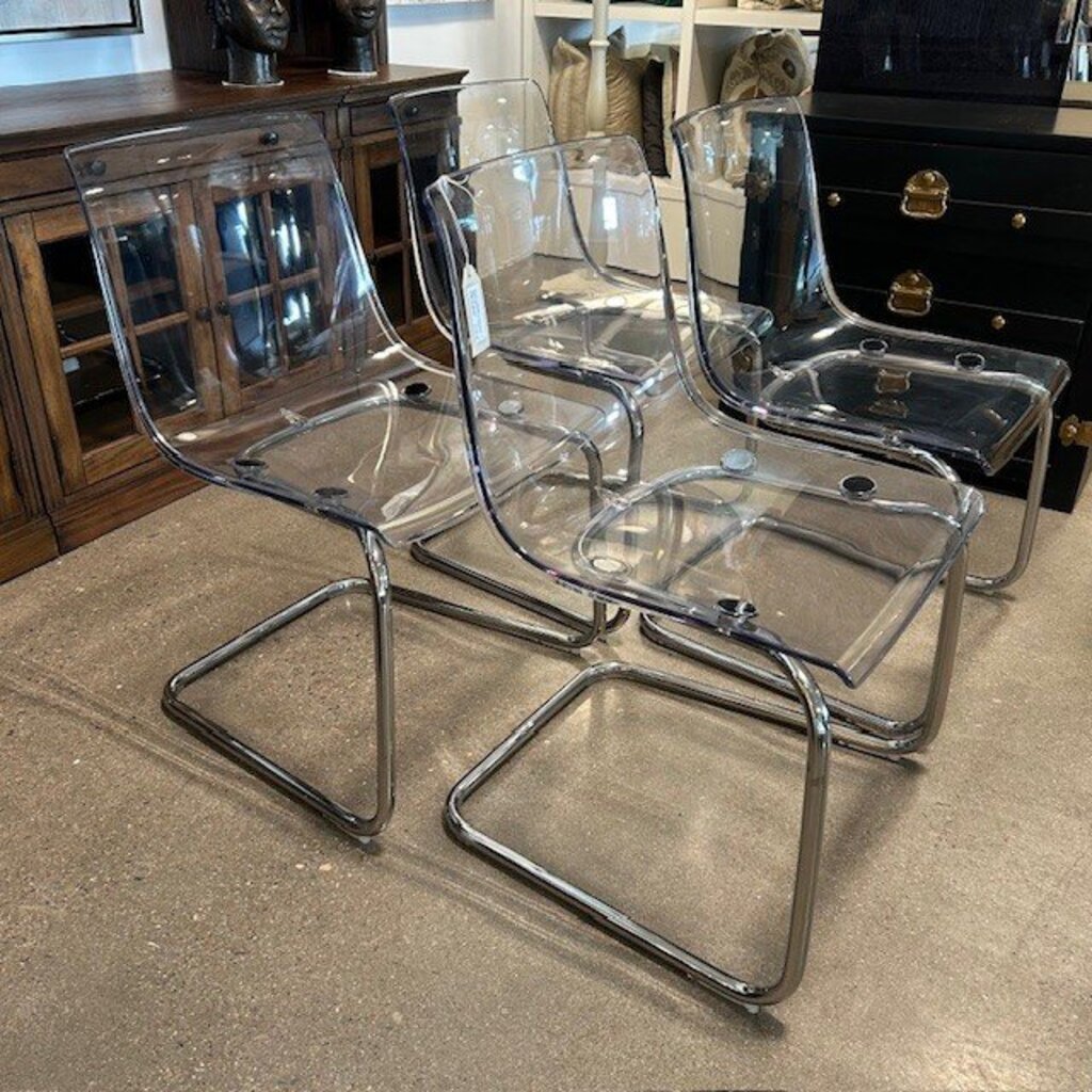 Ikea Tobias Clear & Chrome Dining Chairs - Set Of 4