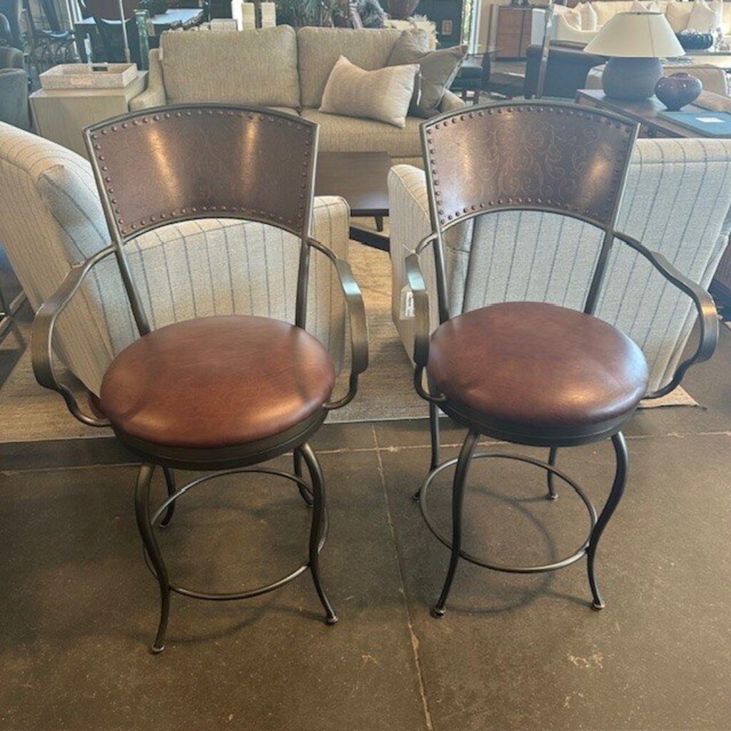 Artistica Leather & Metal Counter Stools - Pair