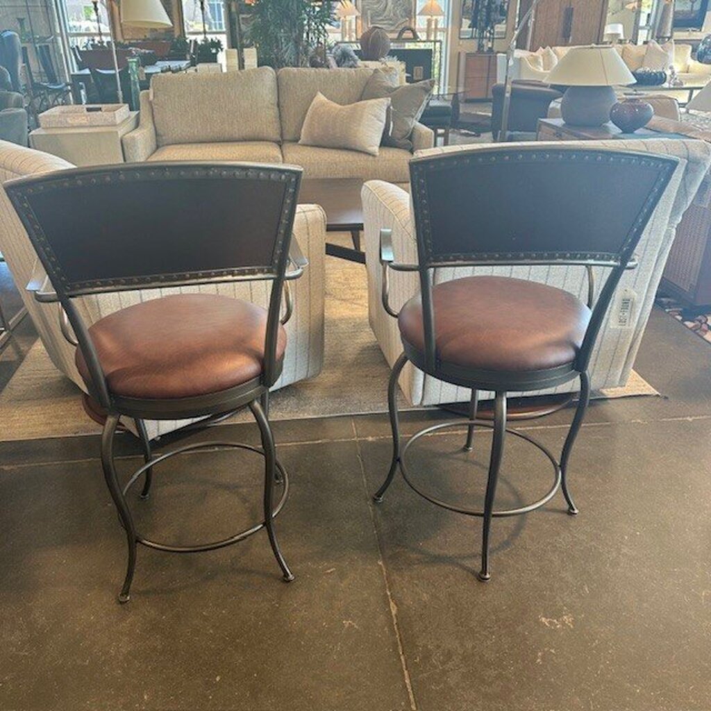 Artistica Leather & Metal Counter Stools - Pair