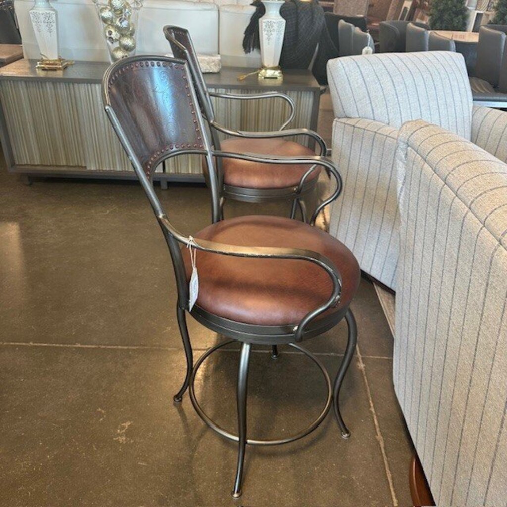 Artistica Leather & Metal Counter Stools - Pair