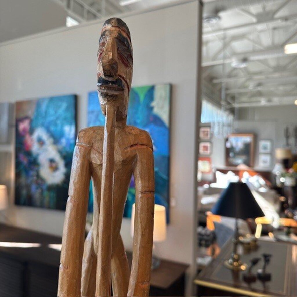 Carved Wood Bis Pole Sculpture