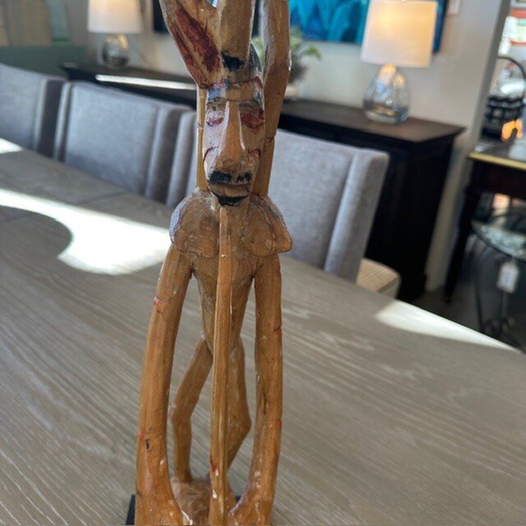 Carved Wood Bis Pole Sculpture