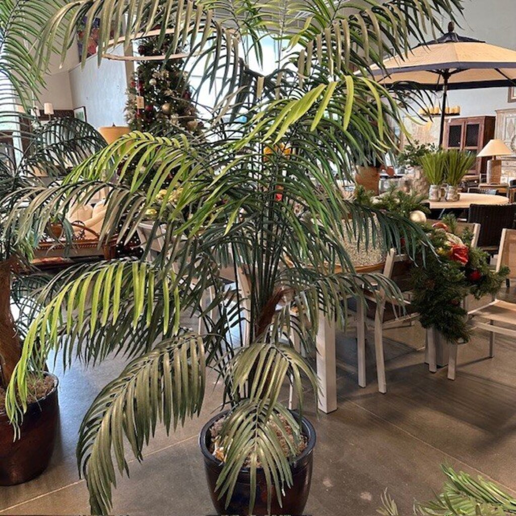 Artificial Palm In Metallic Blue/Brown Pot