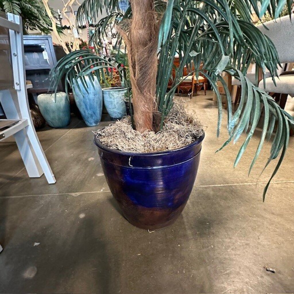 Artificial Palm In Metallic Blue/Brown Pot