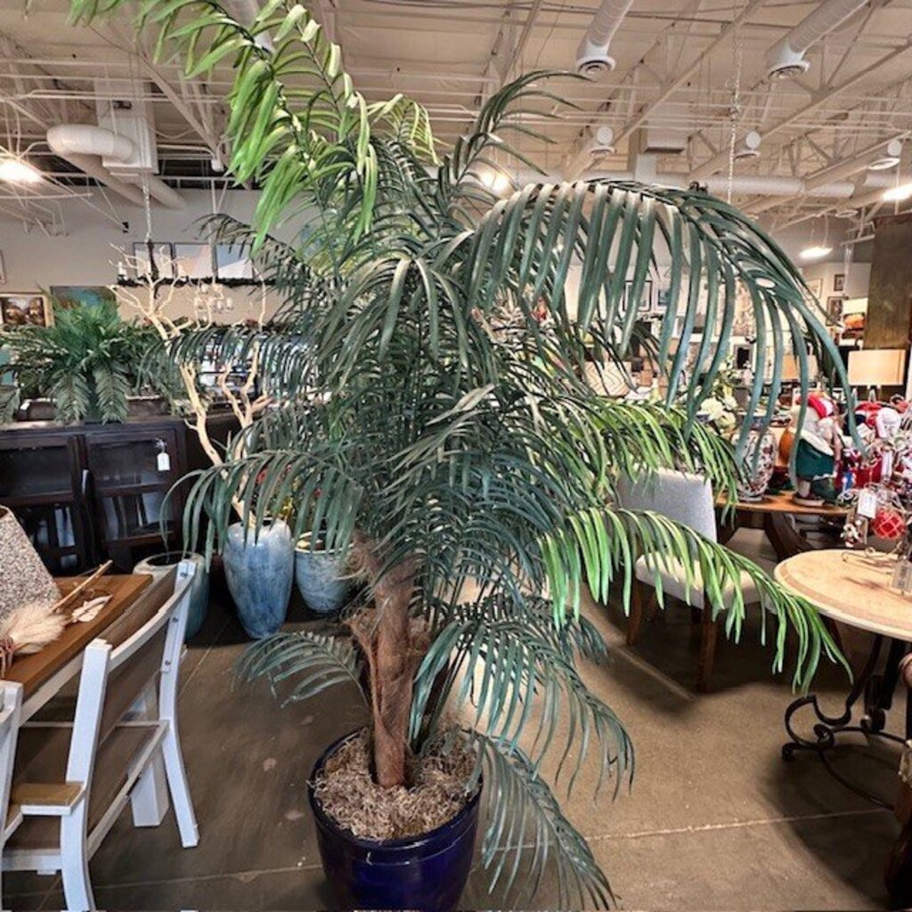 Artificial Palm In Metallic Blue/Brown Pot - 24X82H
