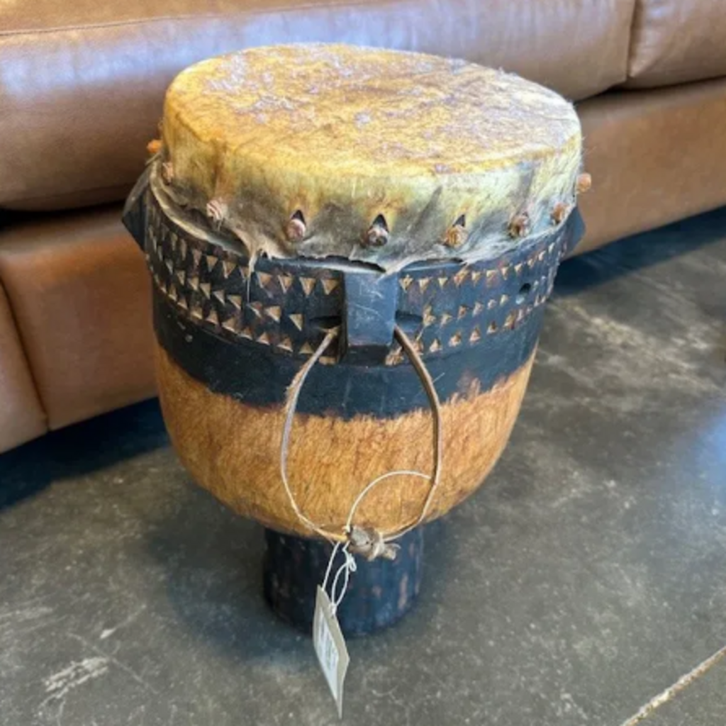 Handmade Wood African Drum- 19"