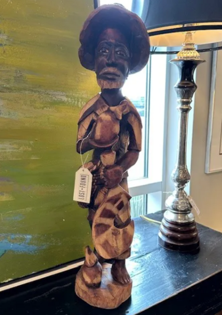 Vintage African Folk Art Wood Carving Sculpture- 30"