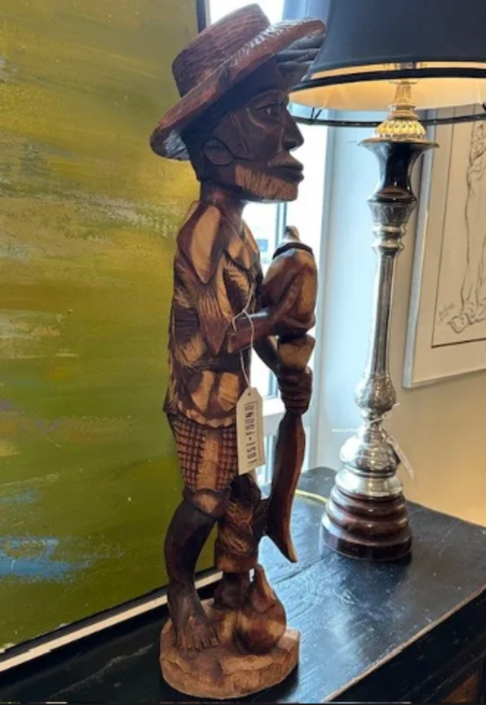 Vintage African Folk Art Wood Carving Sculpture- 30"