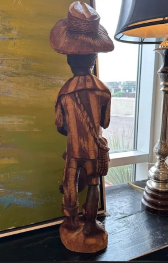Vintage African Folk Art Wood Carving Sculpture- 30"