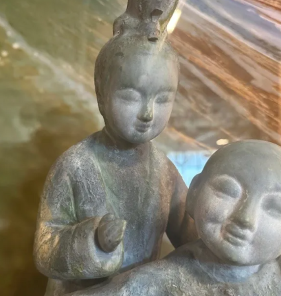 Vintage Asian Patina Sculpture- 18H