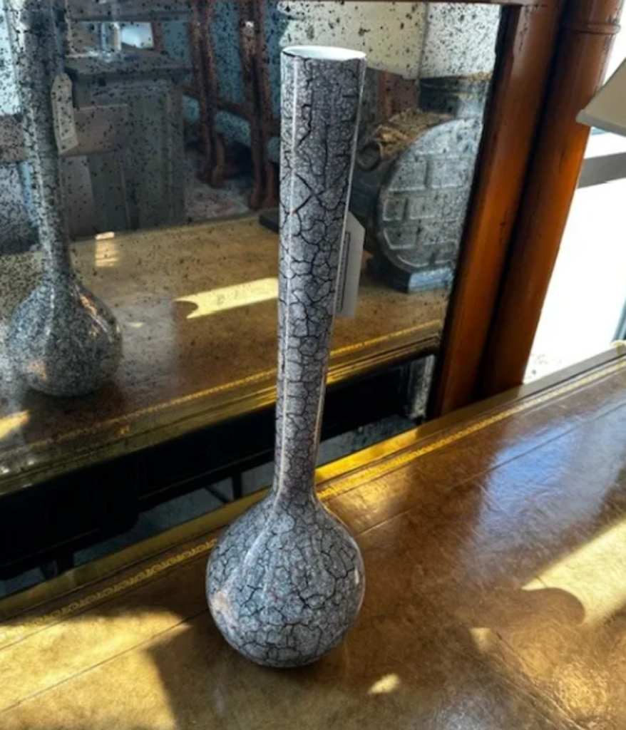 1950s Royal Haeger Large Mid Century Silver Crackle Vase- 22H