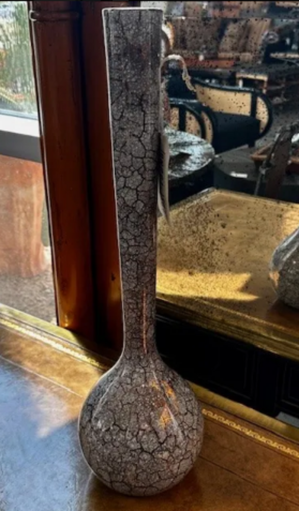 1950s Royal Haeger Large Mid Century Silver Crackle Vase- 22H