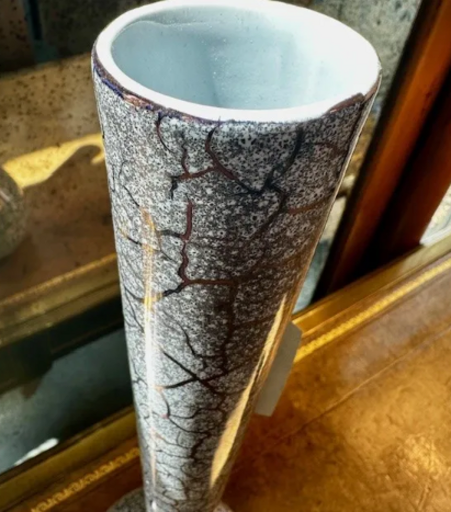 1950s Royal Haeger Large Mid Century Silver Crackle Vase- 22H