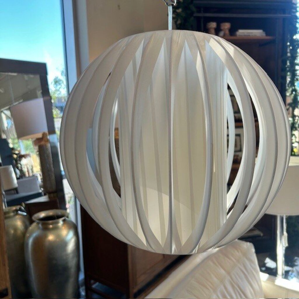 Silver Arched Floor Lamp W/ Cream Round Shade - 80"H