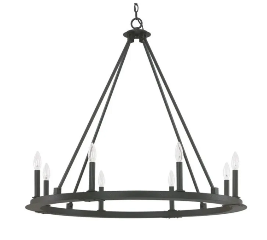 Pearson Black Iron 8 Light Chandelier- 36X33
