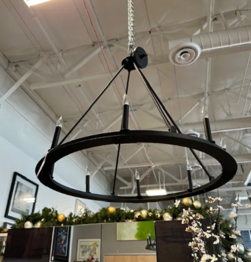 Pearson Black Iron 8 Light Chandelier- 36X33