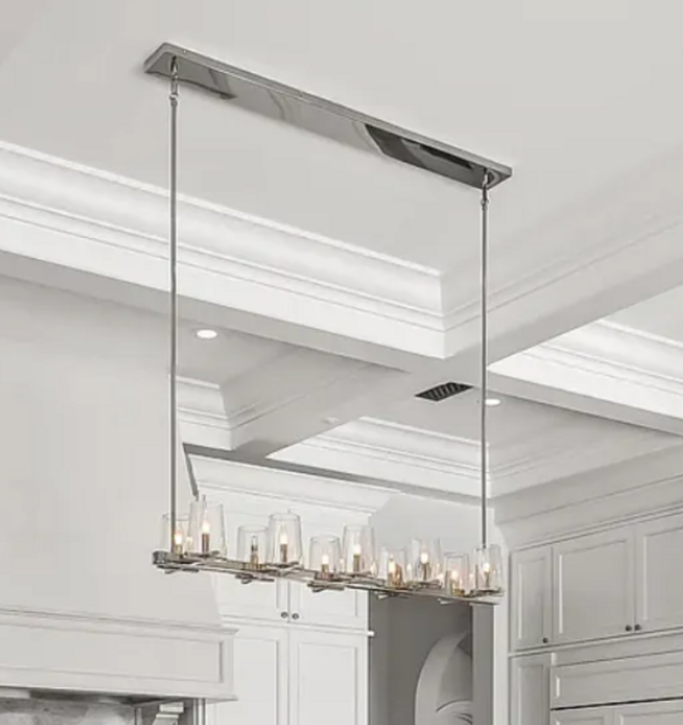 Rectangular Chrome 10 Light Chandelier- 48X12X51H