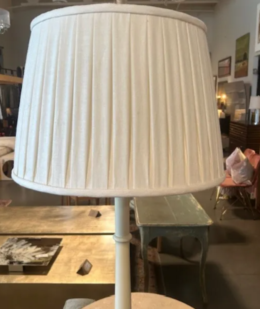 White Turned Wood Floor Lamp W/ White Shade- 70H