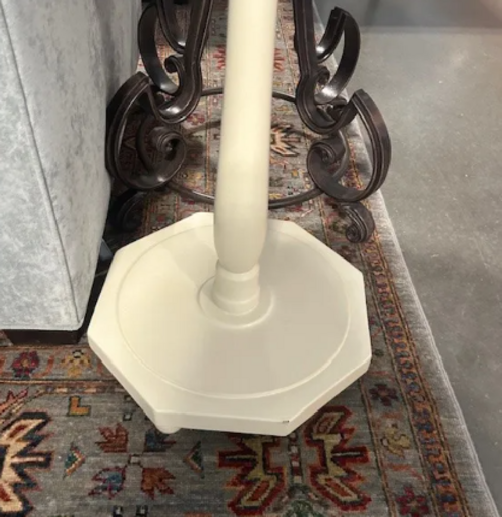 White Turned Wood Floor Lamp W/ White Shade- 70H