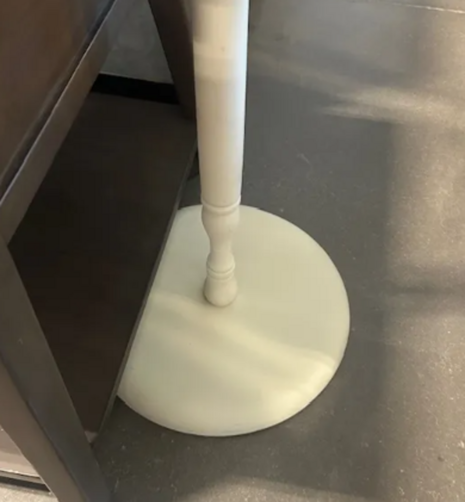 White Turned Wood Floor Lamp W/ White Shade- 70H