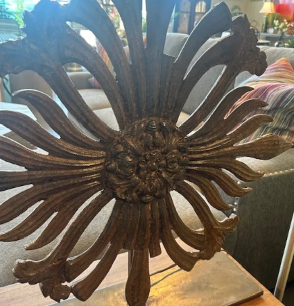 Architectural Salvage Sunflower Lamps- 27X39H-Pair