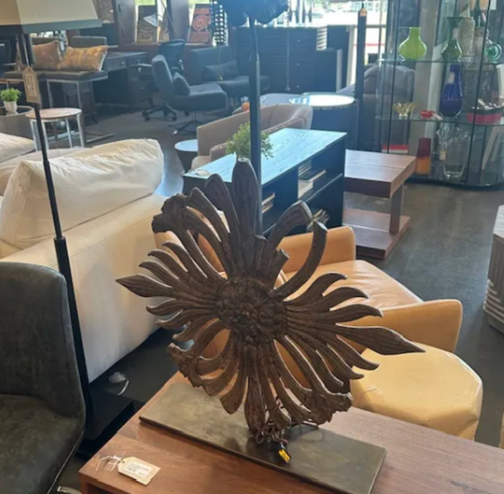Architectural Salvage Sunflower Lamps- 27X39H-Pair