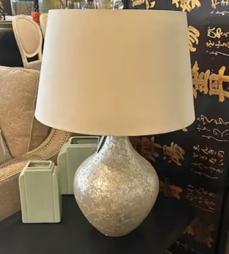 Etched Mercury Glass Lamp - 27H - AS IS
