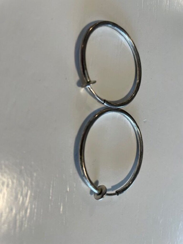 Classic Silver-Tone Non-Pierced Hoop Earrings