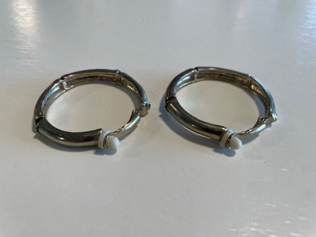 Vintage Bamboo-Style Gold-Tone Clip-On Hoop Earrings