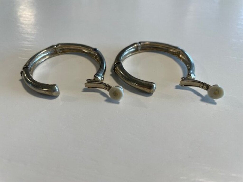Vintage Bamboo-Style Gold-Tone Clip-On Hoop Earrings