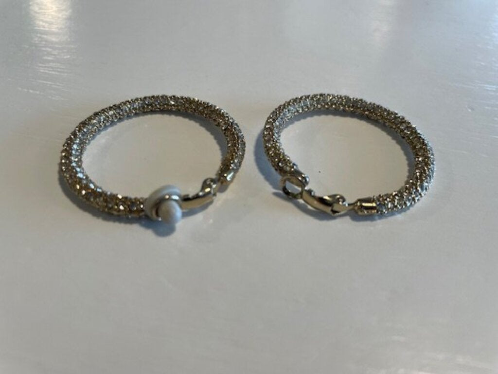 Gold-Tone Pave Crystal Mesh Hinged Clip-On Hoop Earrings - AS IS