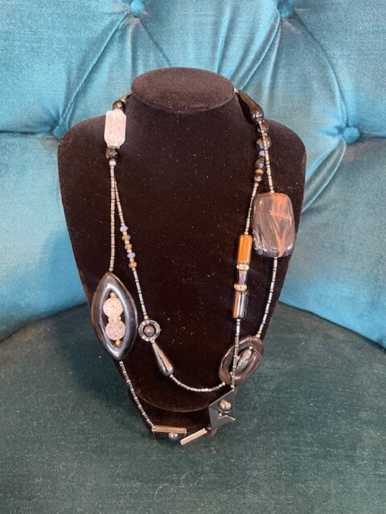 Industrial Mod Geometric Multi-Media Opera Necklace