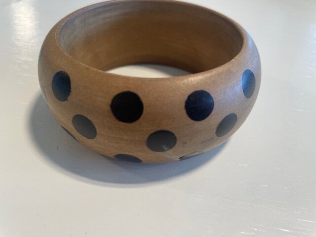 Vintage Chunky Wooden Polka Dot Bangle
