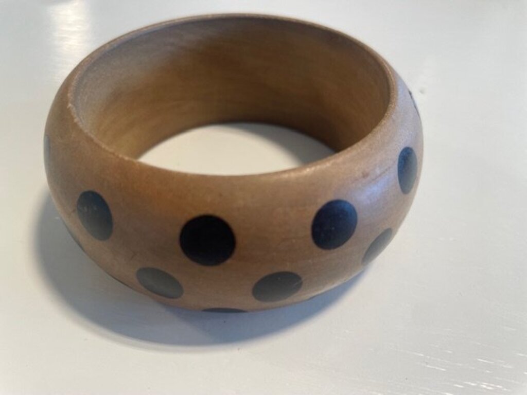 Vintage Chunky Wooden Polka Dot Bangle