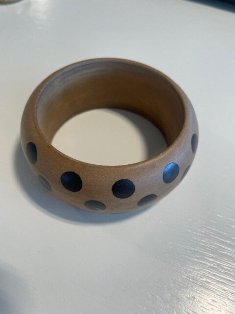 Vintage Chunky Wooden Polka Dot Bangle