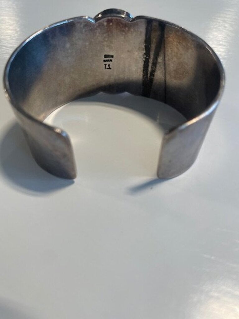 Nakai Navajo Sterling Silver Mother of Pearl Statement Cuff Bracelet