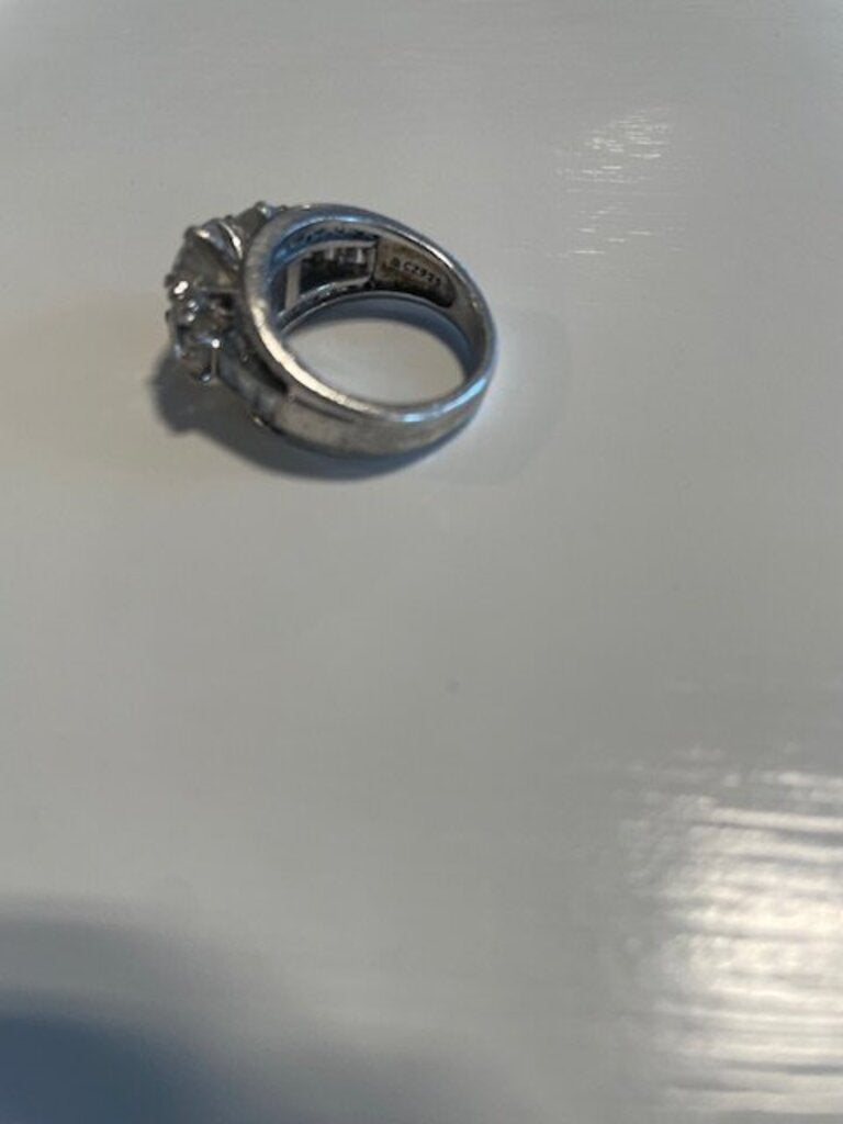 Sterling Silver Multi-Stone Cubic Zirconia Statement Ring - Size 6