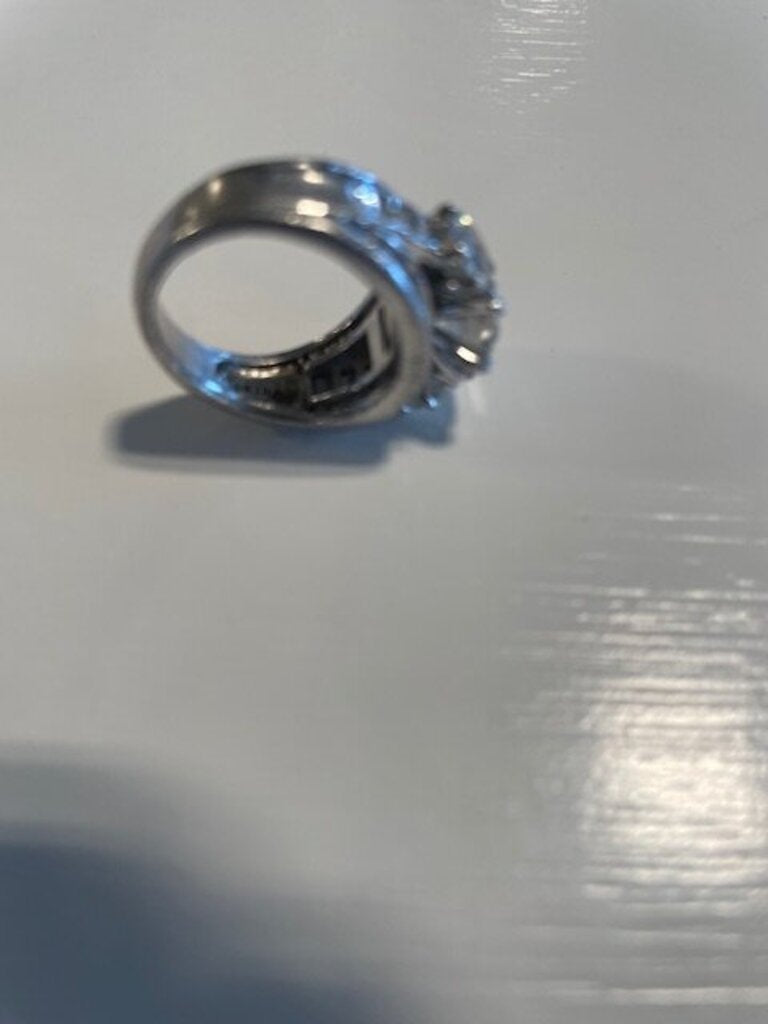 Sterling Silver Multi-Stone Cubic Zirconia Statement Ring - Size 6