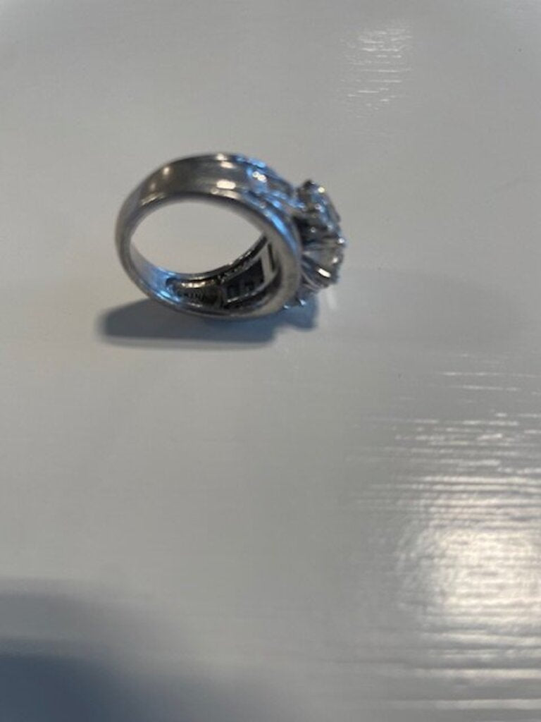 Sterling Silver Multi-Stone Cubic Zirconia Statement Ring - Size 6